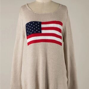Miracle Beige Sweater with American Flag Design